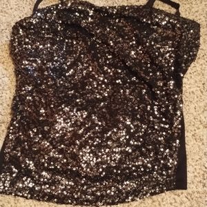 Lane Bryant sparkling and back zipper double lined tank top